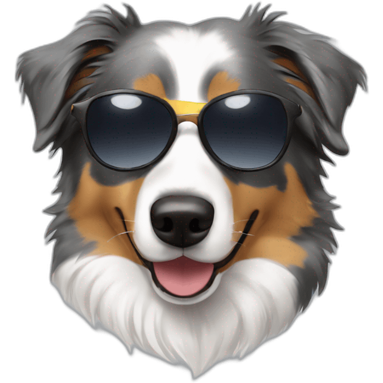 An Australian shepherd with sunglasses and wearing hoodies  emoji