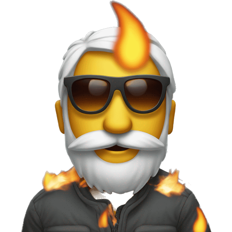 cool emoji with sunglasses holding a fire emoji