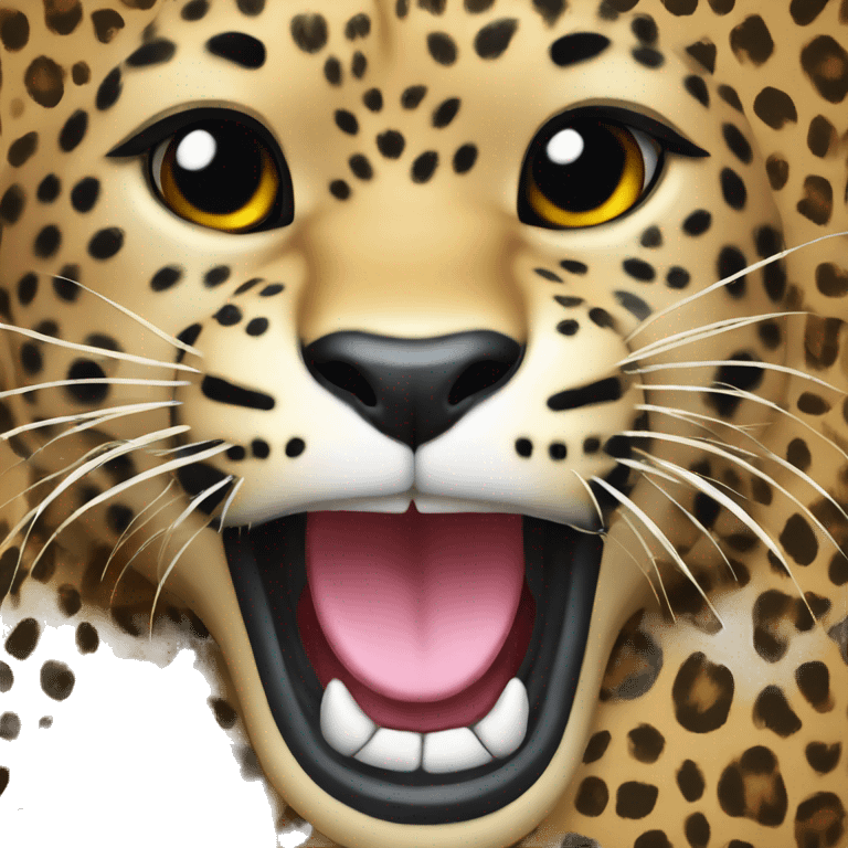 Leopard whit open mouth emoji