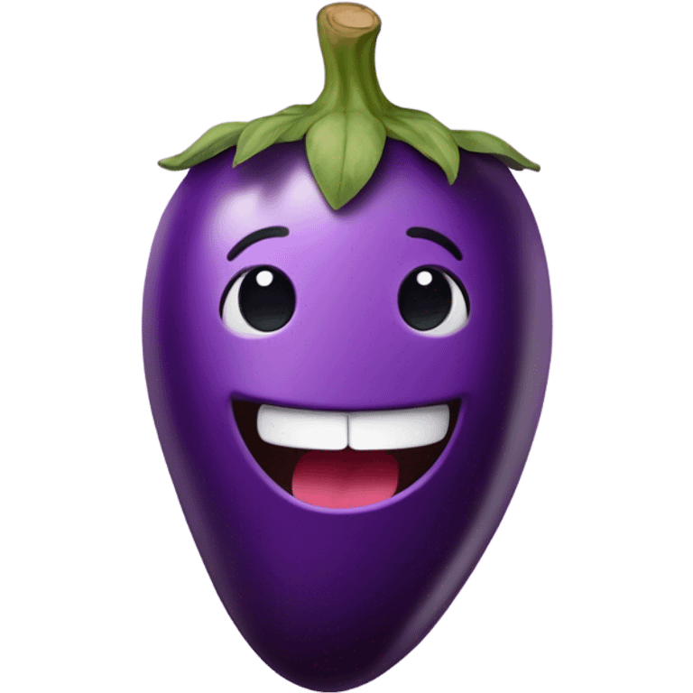 smiley face eating an eggplant  emoji