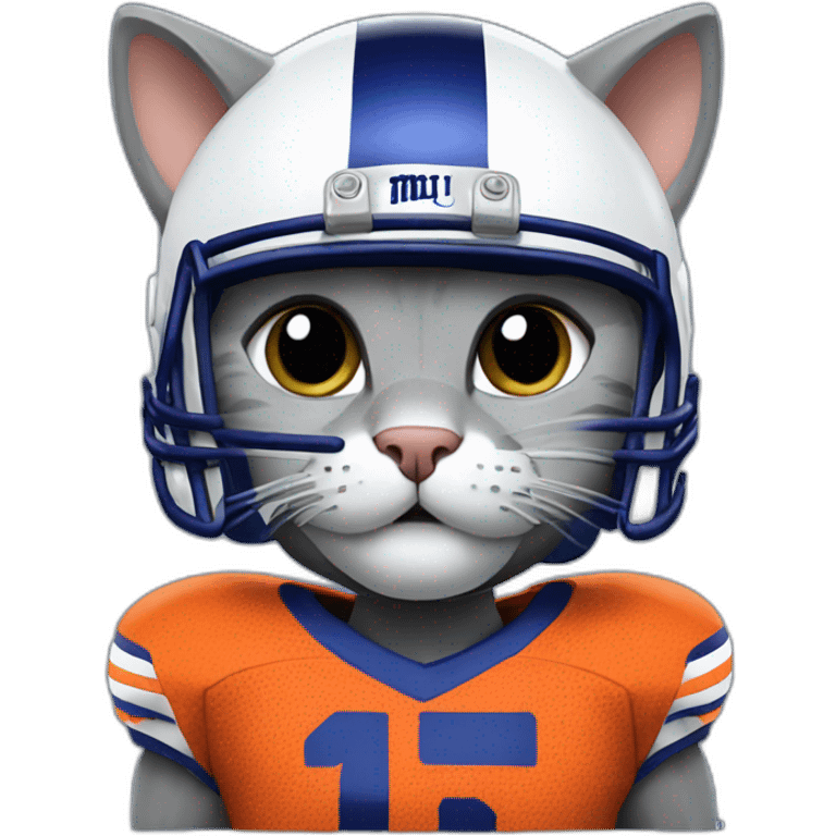 cute grey cat in new york giants helmet emoji