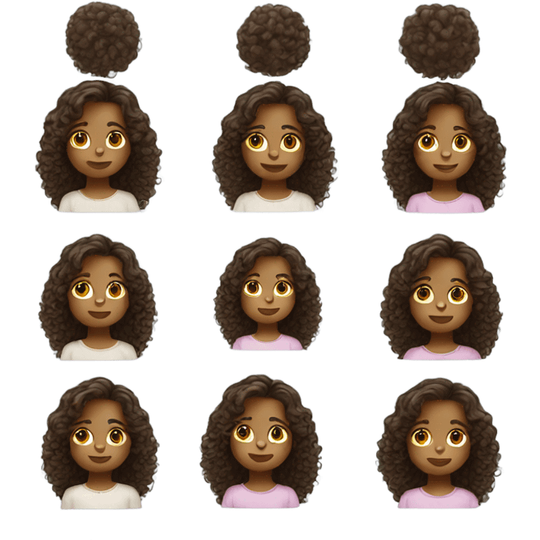 little girl long curly brown hair emoji