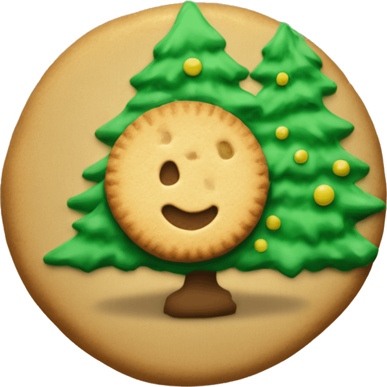 Just One simple Round plain cookie with a green Christmas tree in the center very basic emoji