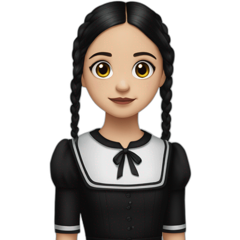 Jenna Ortega in black dress Wednesday Addams emoji