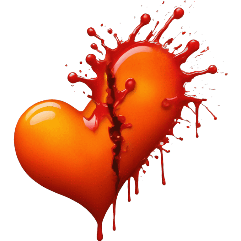 bleeding red heart glowing red-orange with splatter emoji