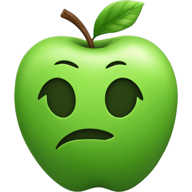 A completely black apple, it a green leaf  emoji