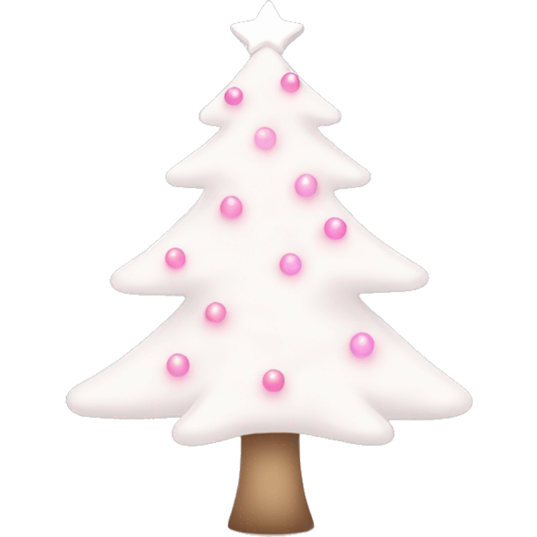 Cute white Christmas tree with light pink shining Christmas lights  emoji