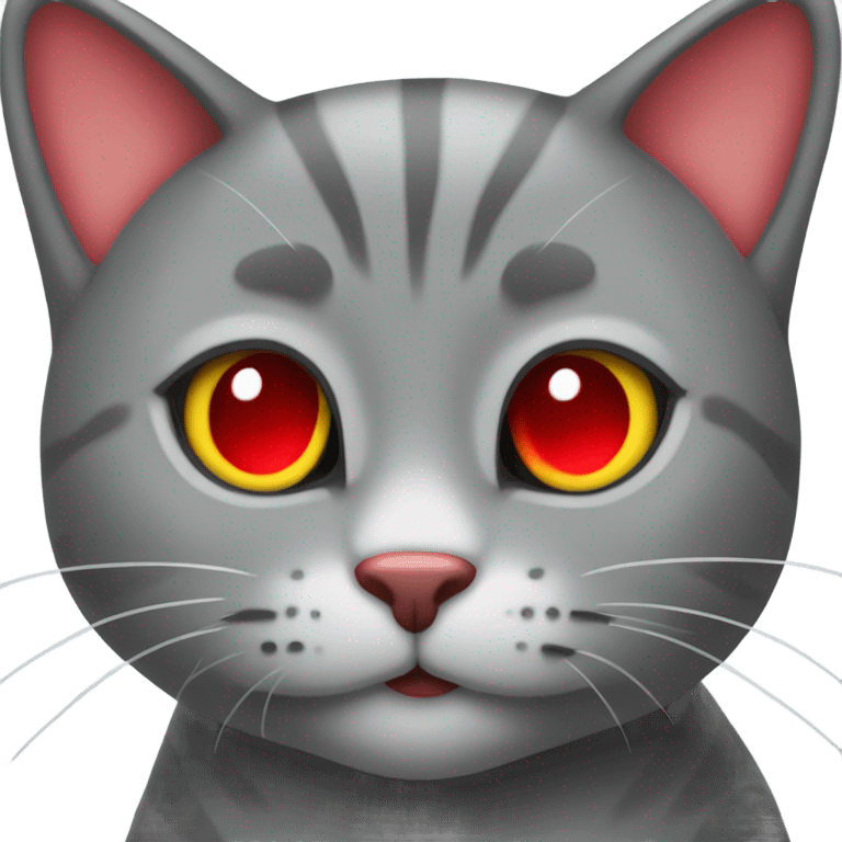 Grey cat holding heart emoji