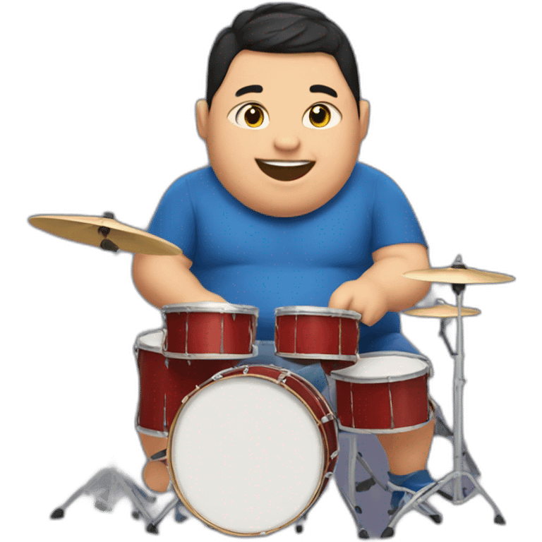 Funny fat kid playing drums emoji