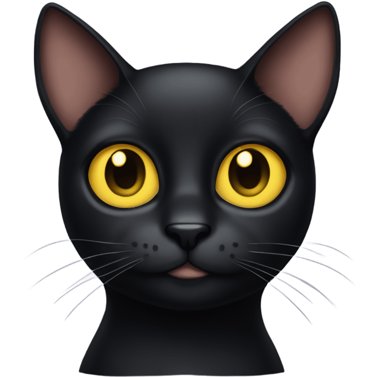 black cat with big yellow eyes and half of an ear emoji