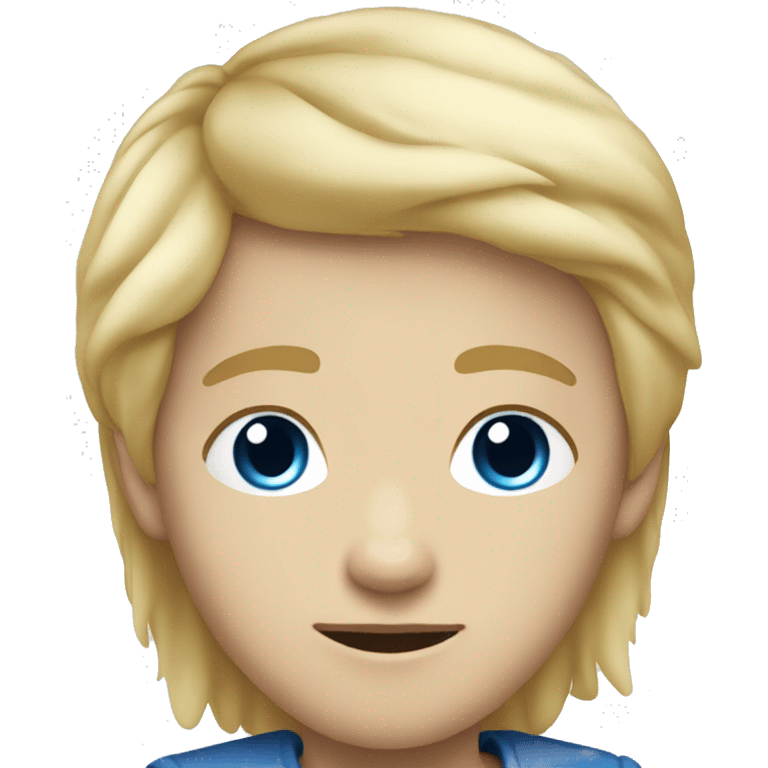 young boy with blonde hair and blue eyes full view no shirton emoji