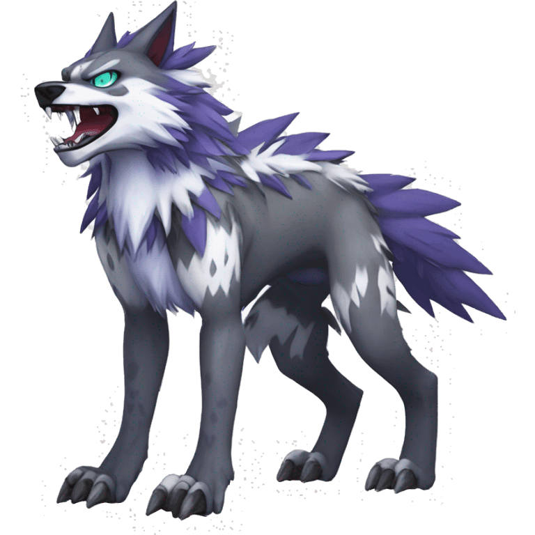  Cool Edgy Digimon-Fakemon-Garurumon-Loogamon-Dorulumon-Wolf with edgy markings full body emoji