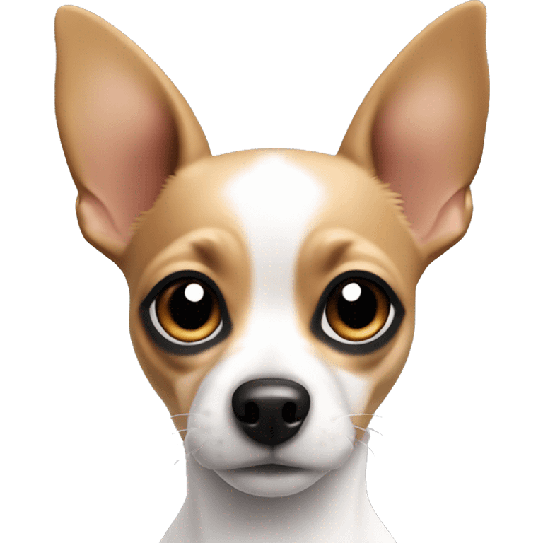 Chihuahua jack russel dog, white black & tan looking at you emoji