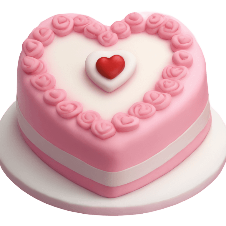 Heart shaped cake pink and white coquette  emoji