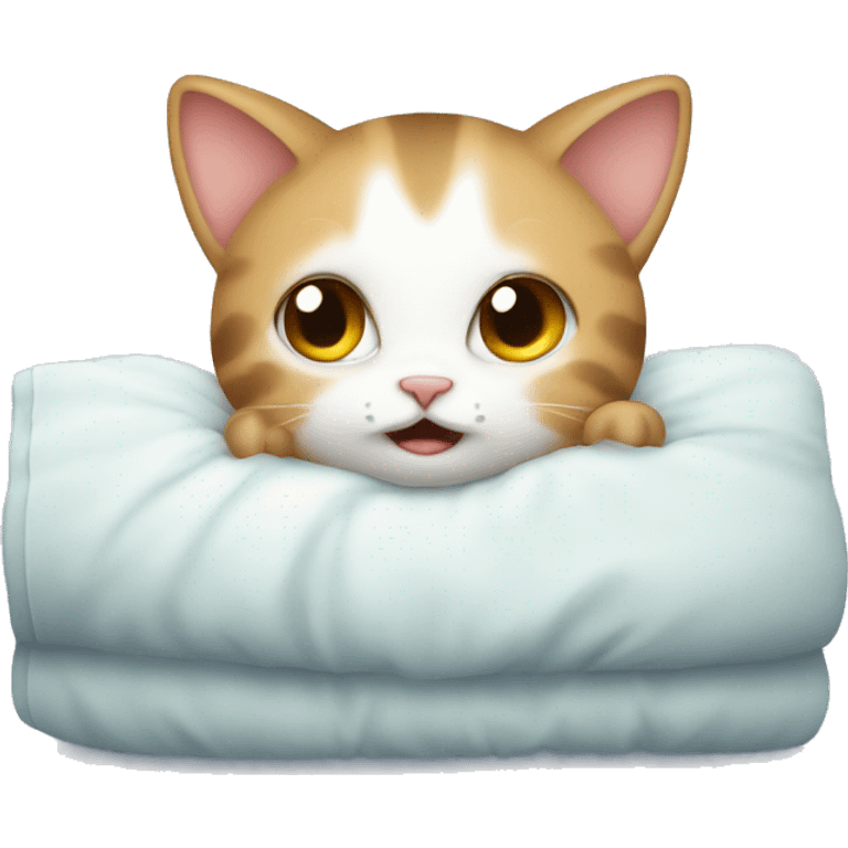 Baby cat in bed rolling  emoji