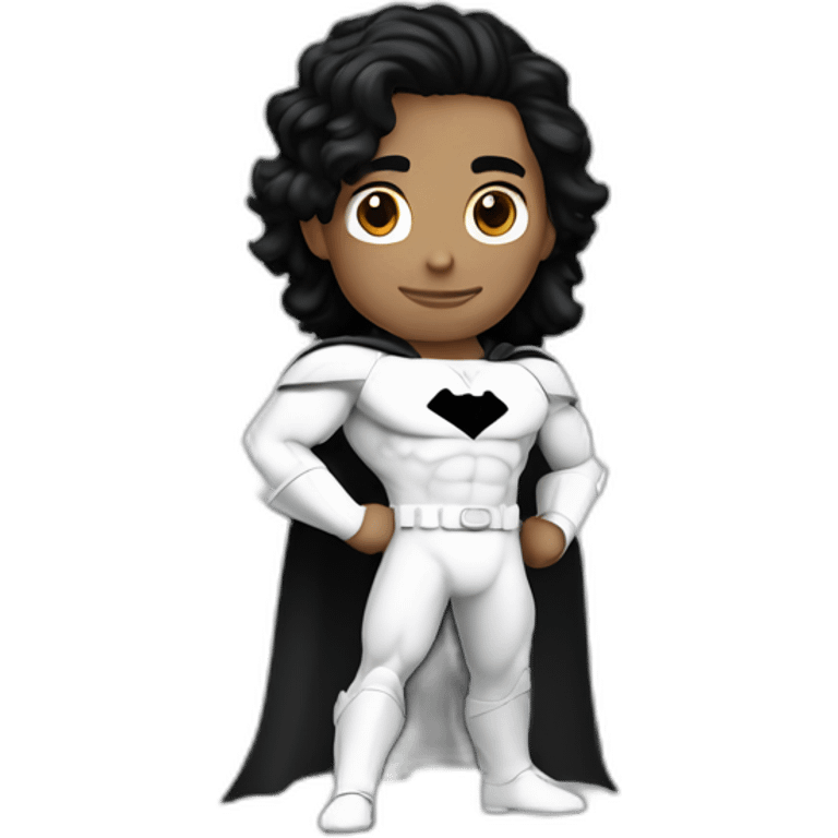 white super hero wiht black hair with text "JV" emoji