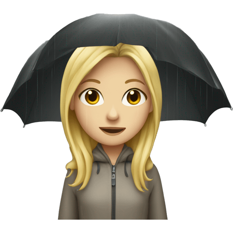 Blonde girl in the rain under an umbrella  emoji