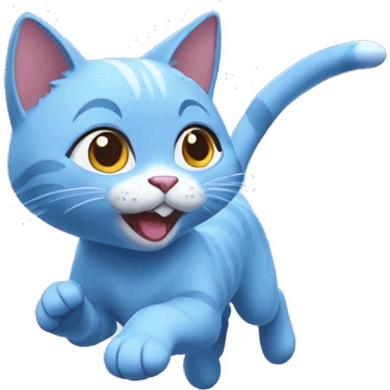 skyblue cat running emoji