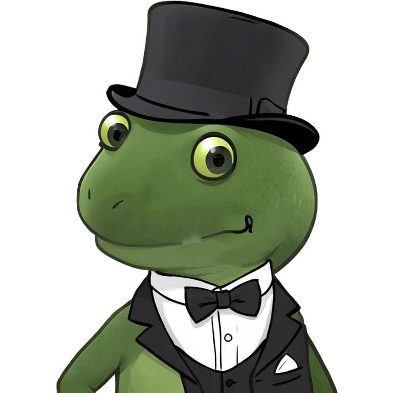 Cute lizard in a suit and top hat emoji