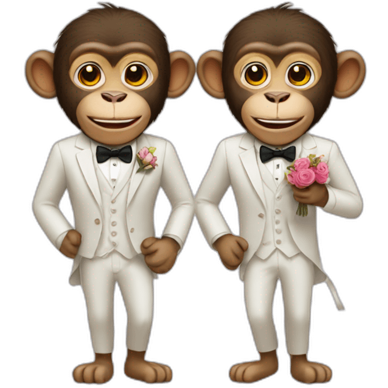 Two male monkeys celebrating their wedding emoji