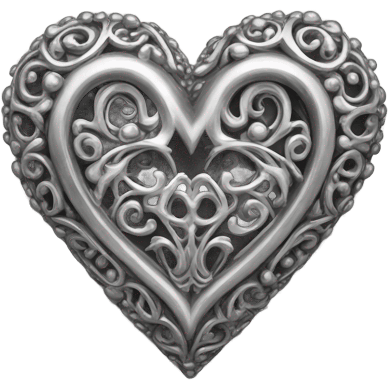 a hollow heart studded with silver emoji