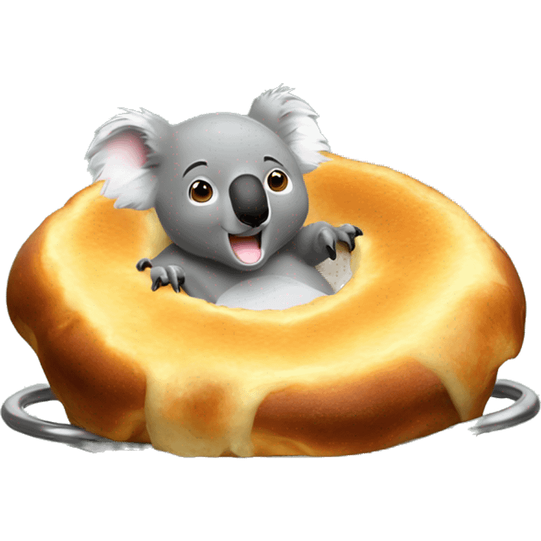 Koala bathing in a giant Yorkshire pudding filled with gravy emoji