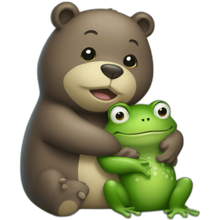 bear and frog hugging emoji