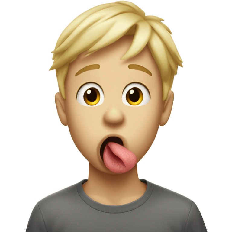 blonde boy licking nose emoji