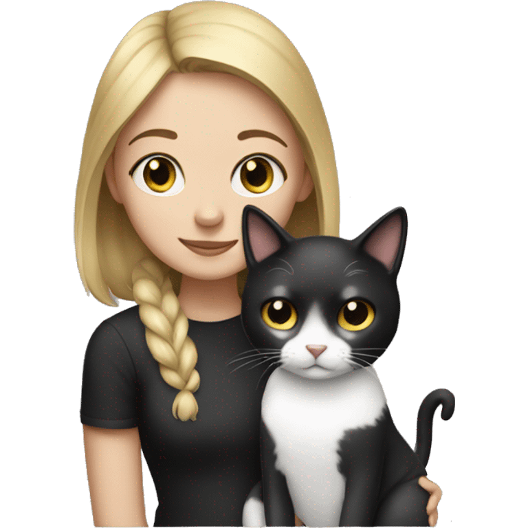 girl with black and white cat emoji