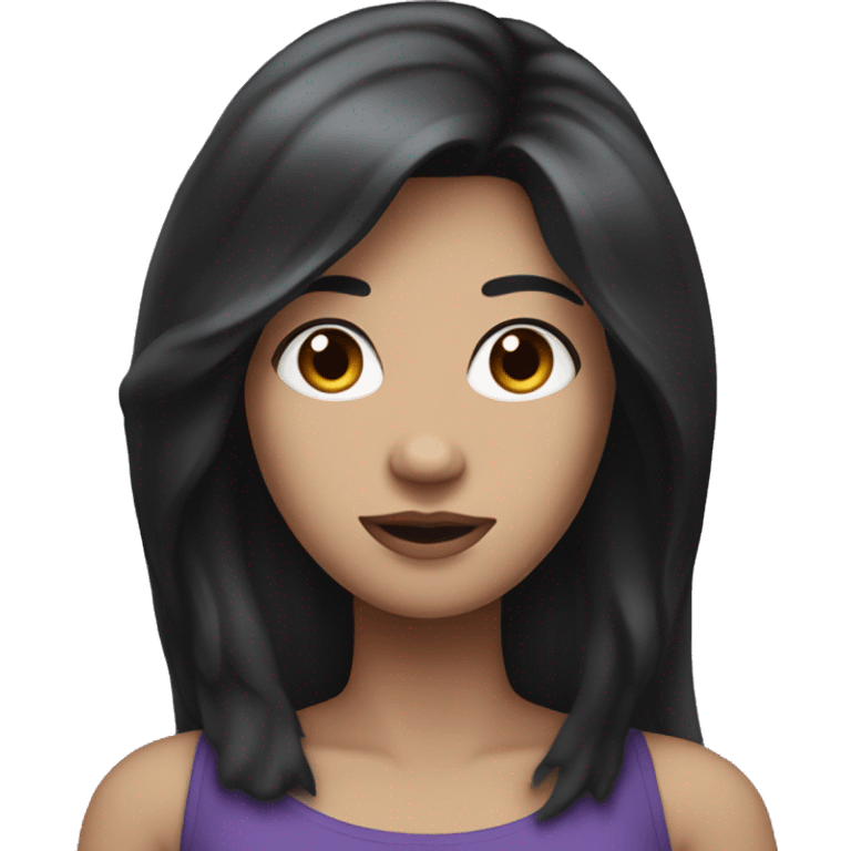 woman  with long black hair and white skin but not too pale wearing a purple dress emoji