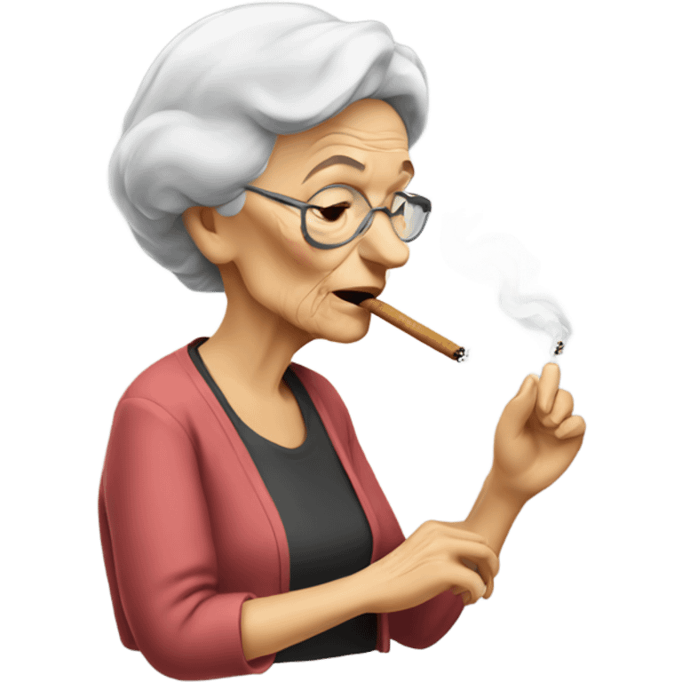 old lady smoking emoji