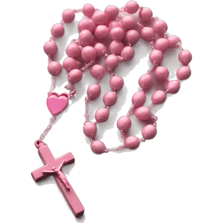 Pink rosary with heart shaped beads  emoji