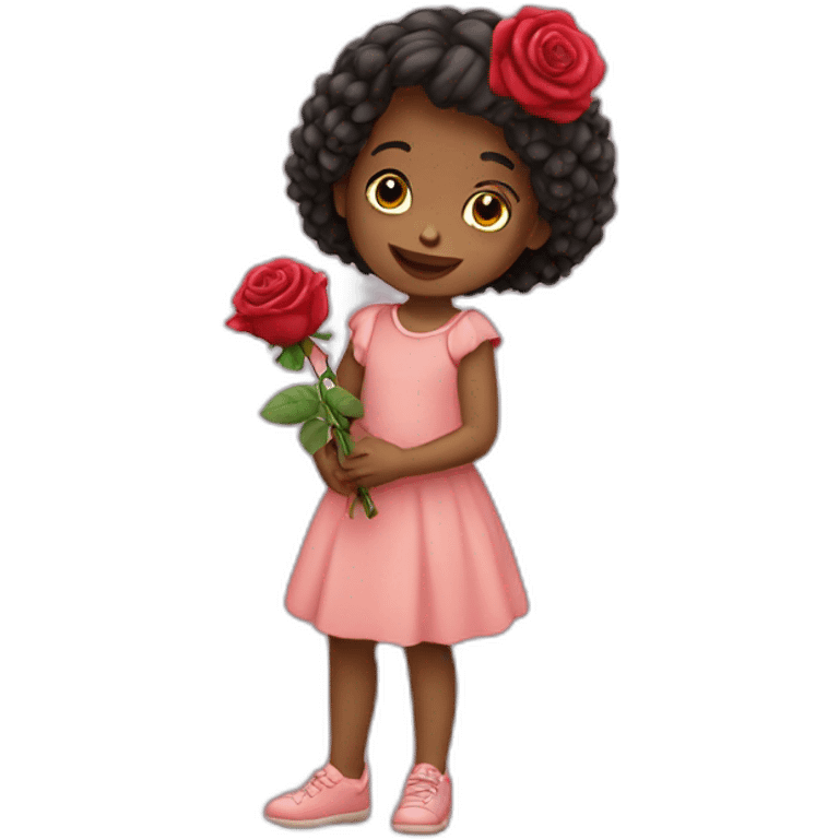 Little girl holding rose  emoji