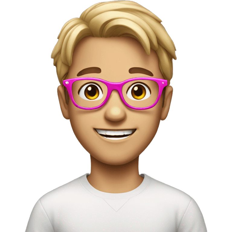 smiling boy in stylish pink glasses emoji