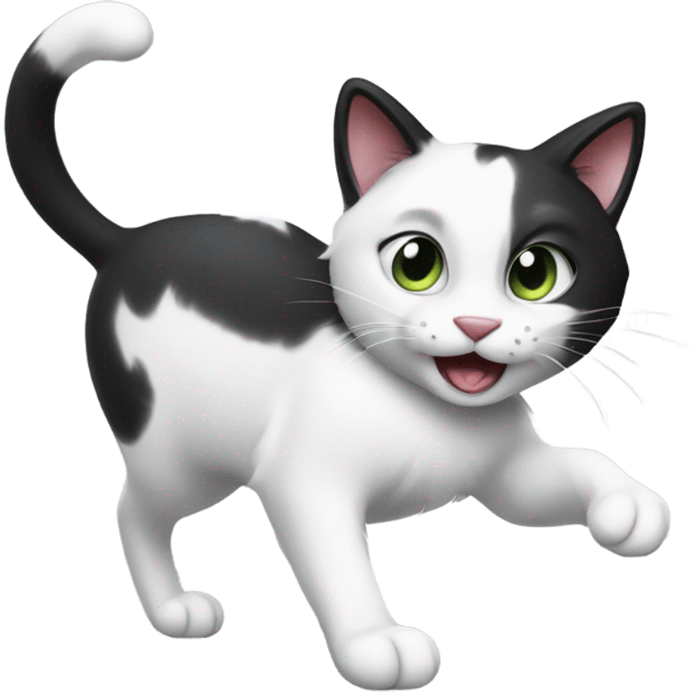 Black and white cat dancing emoji