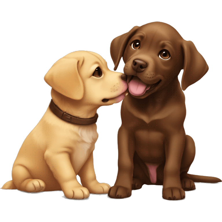 Golden retriever playing with chocolate lab pitbull puppy emoji