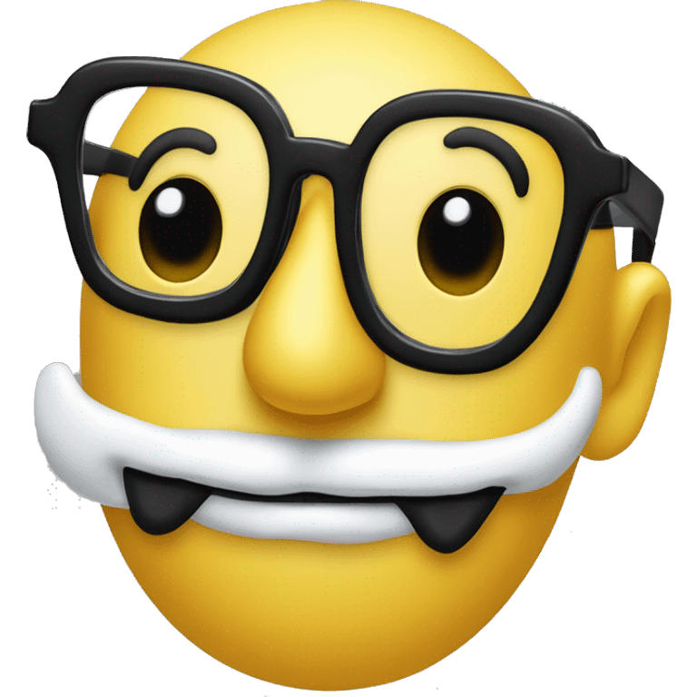 A yellow smiley face with nostrils in the style of Groucho Marx. In other words, a yellow plastic nose. Plus black horn-rimmed glasses with artificial black eyebrows, no moustache emoji