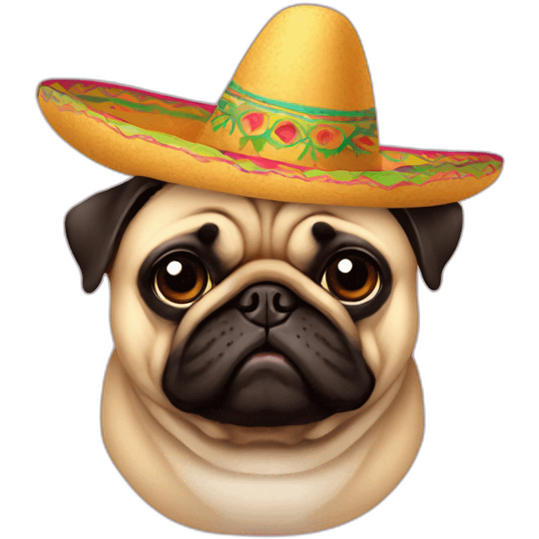 fat pug with sombrero emoji