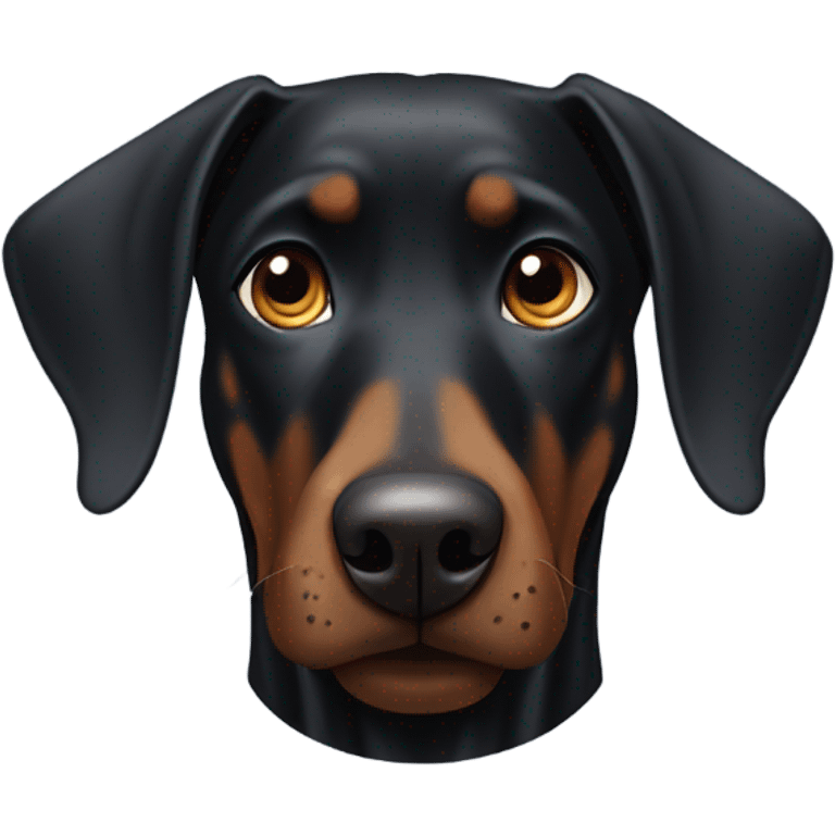 Black Doberman one ear cropped up one ear floppy not cropped emoji