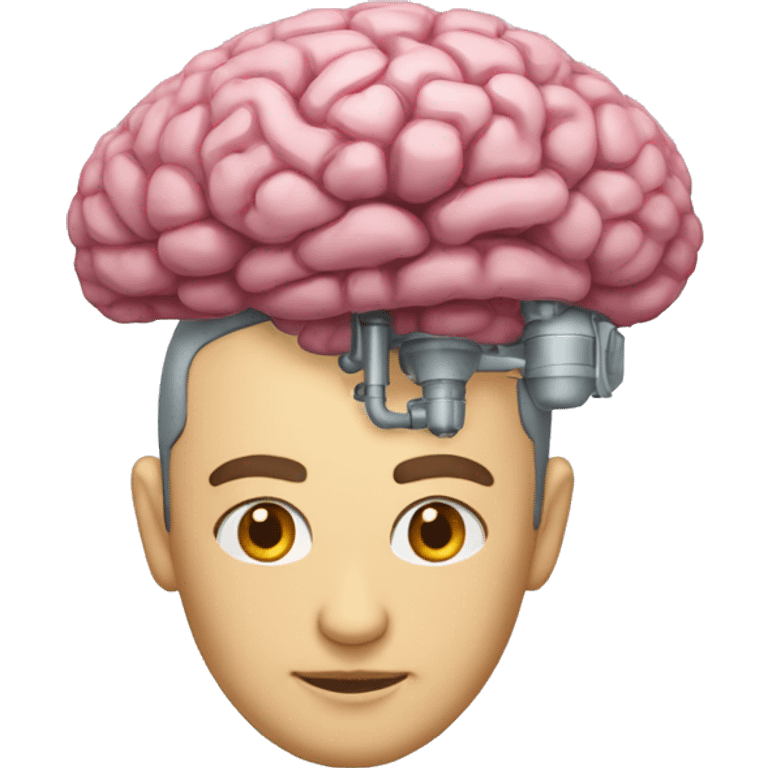 Un cerebro mezclado con una máquina que sea amable emoji