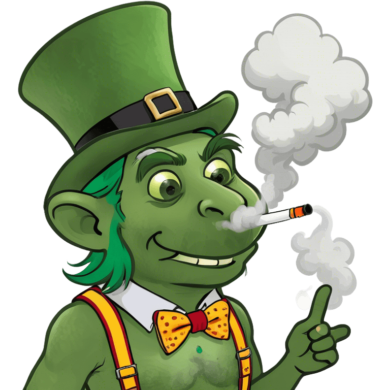 Leprechaun troll blowing big clouds Loompa emoji