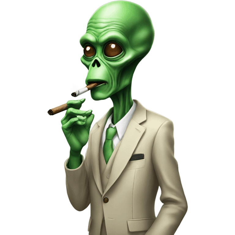 Alien smoking a cigar emoji