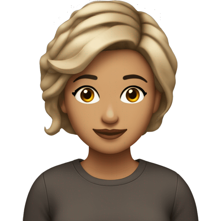 chica morena con el cabello medio corto color café  emoji