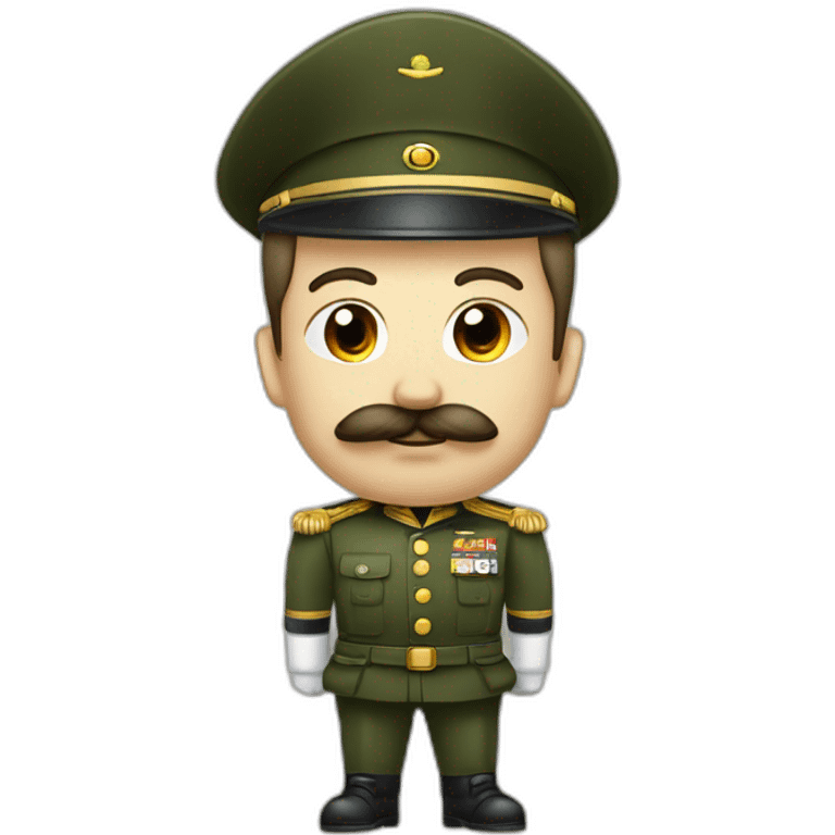 Homme avec moustache carré en tenue militaire levant bras a 120° emoji