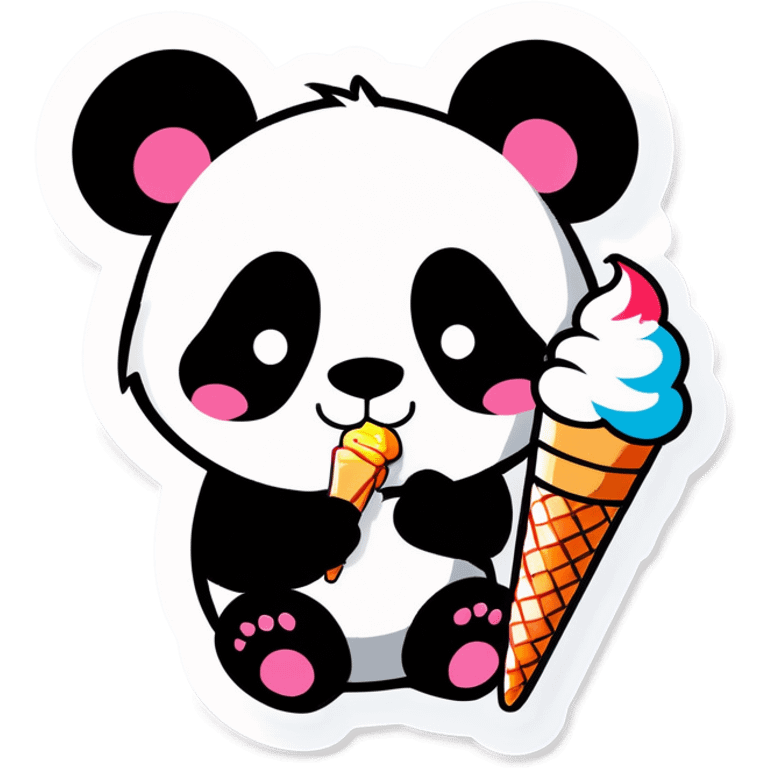 Panda eating ice cream emoji