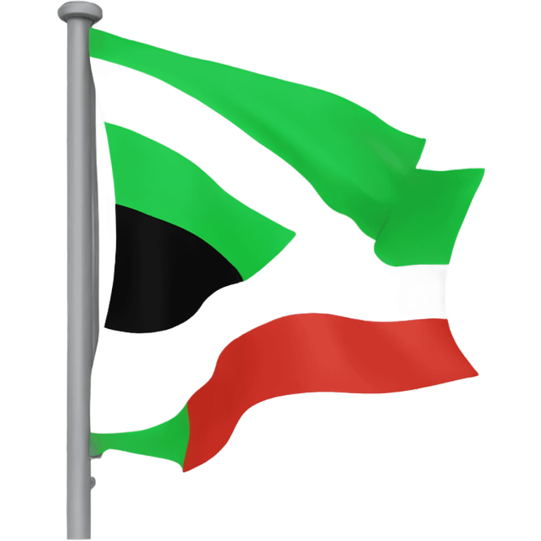 flag with 3 colors green, white and black. on the white color 3 red stars emoji