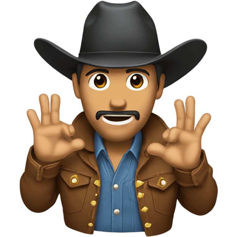 Cowboy with upside down rock on hands  emoji