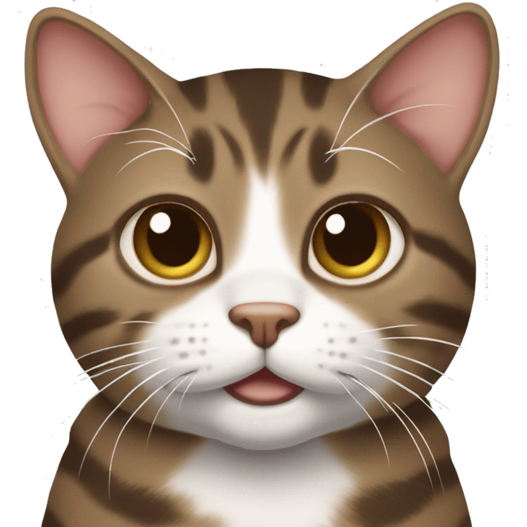 Chubby brown tabby cat with white streaks emoji