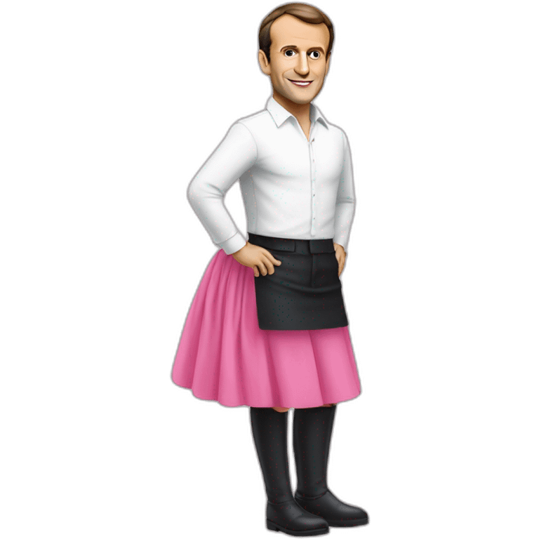 Emmanuel Macron with a pink skirt emoji