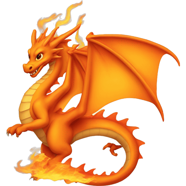 Orange Dragon with flames  emoji